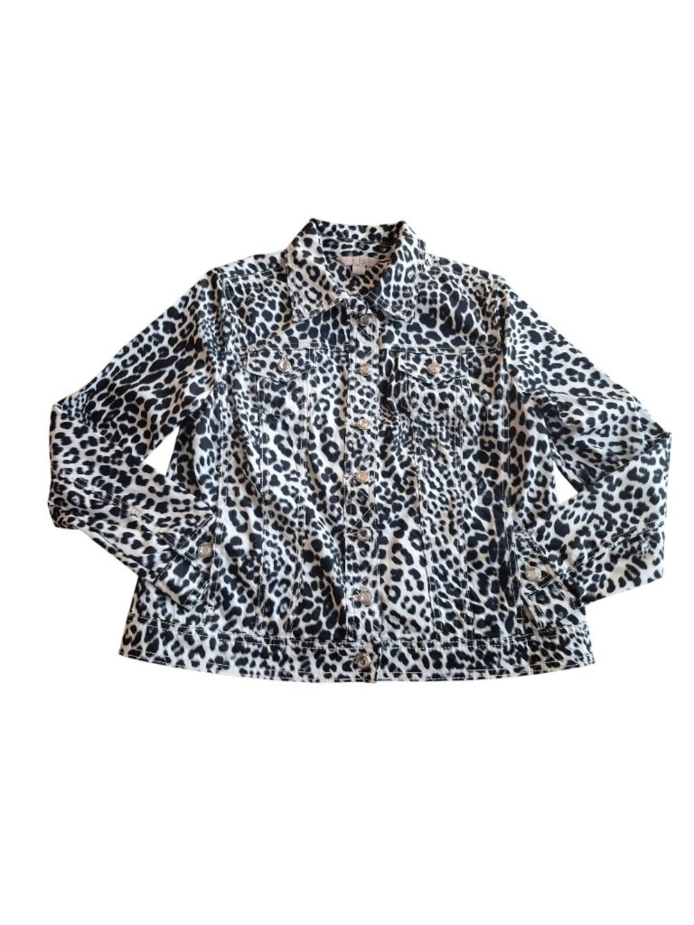Laura Ashley Womens Animal Print Button-Up Jacket petite medium
